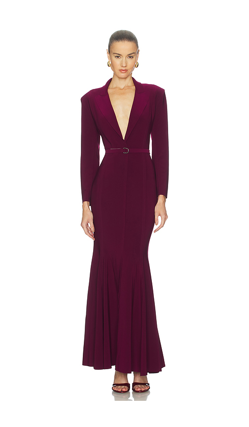 Norma Kamali Single Breasted Fishtail Gown in Purple. L. Also in M, S