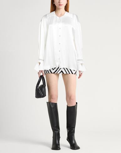 Woman Shirt White Size 8 Acetate, Silk