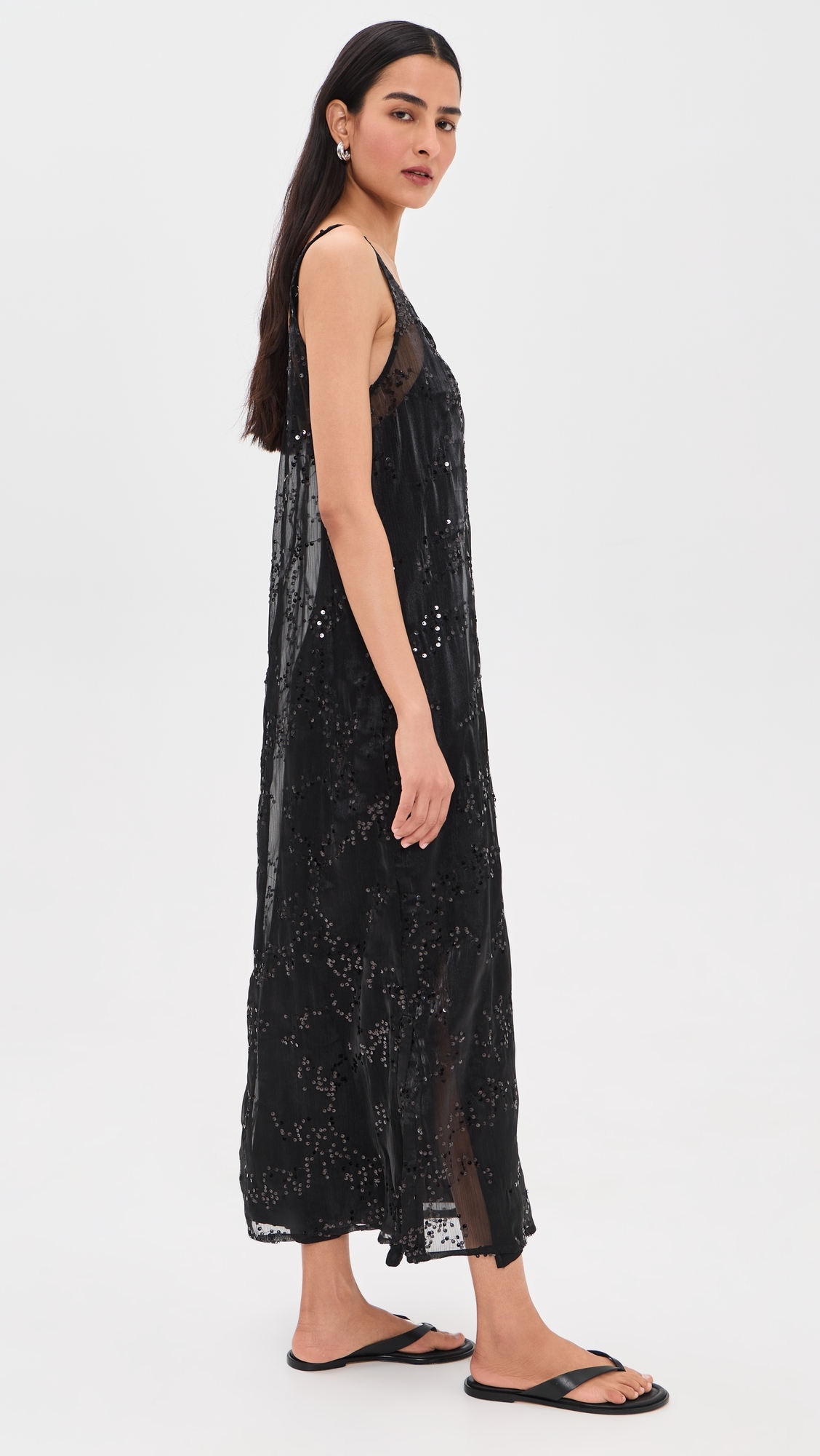 Neve Sequin Midi Dress Black Black