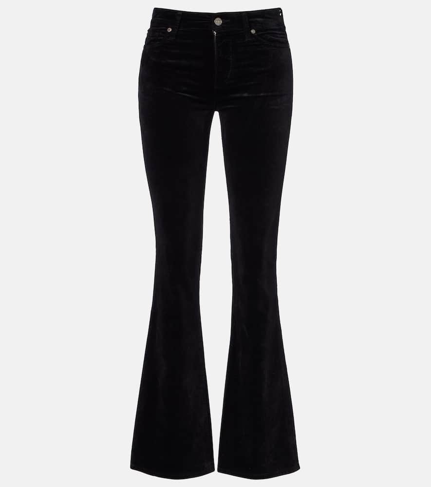Leggy Bootcut mid-rise cotton-blend velvet bootcut pants