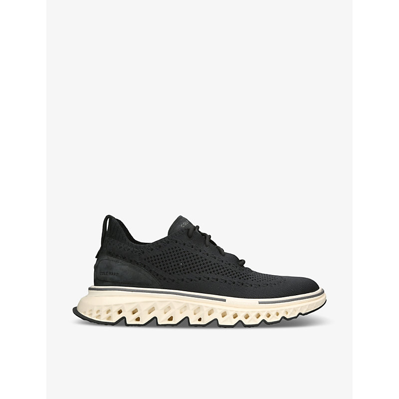 Mens Black ZerØgrand Wingtip Stitchlite Knitted Low-top Trainers 10