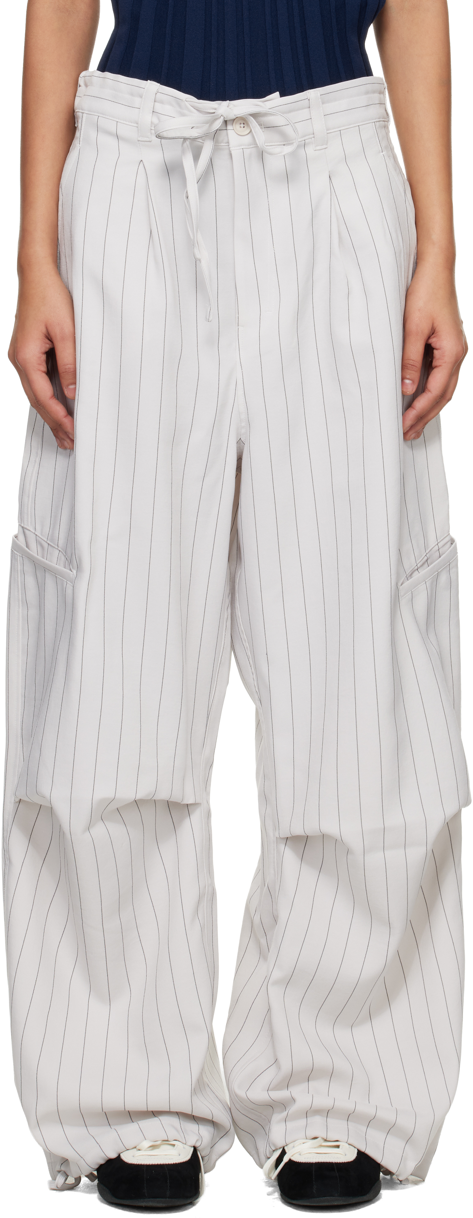 Off-White Pinstripe UT Straight Leg Lounge Pants