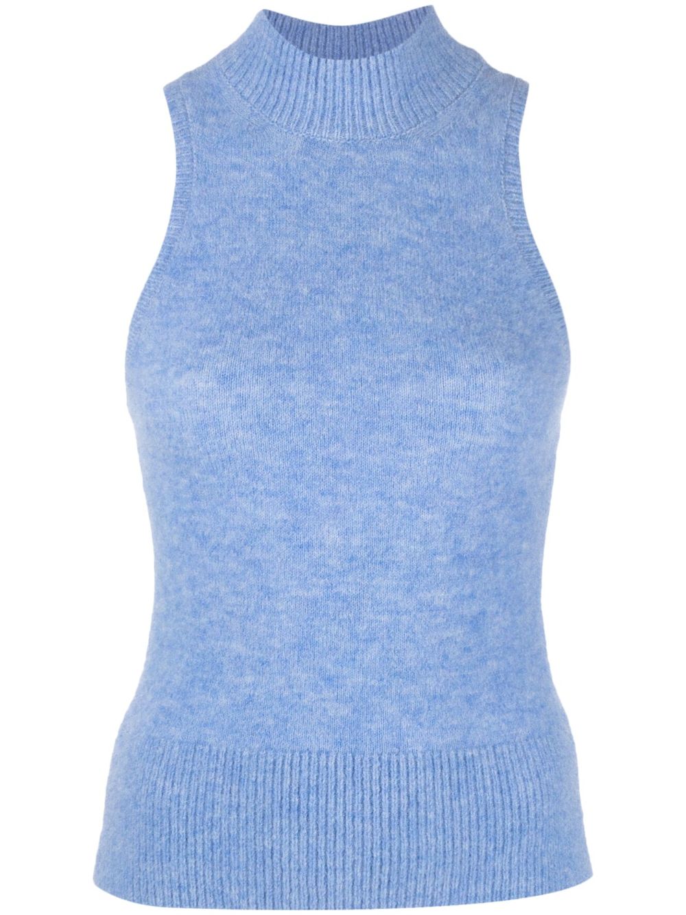 Mock-neck knitted top - Blue