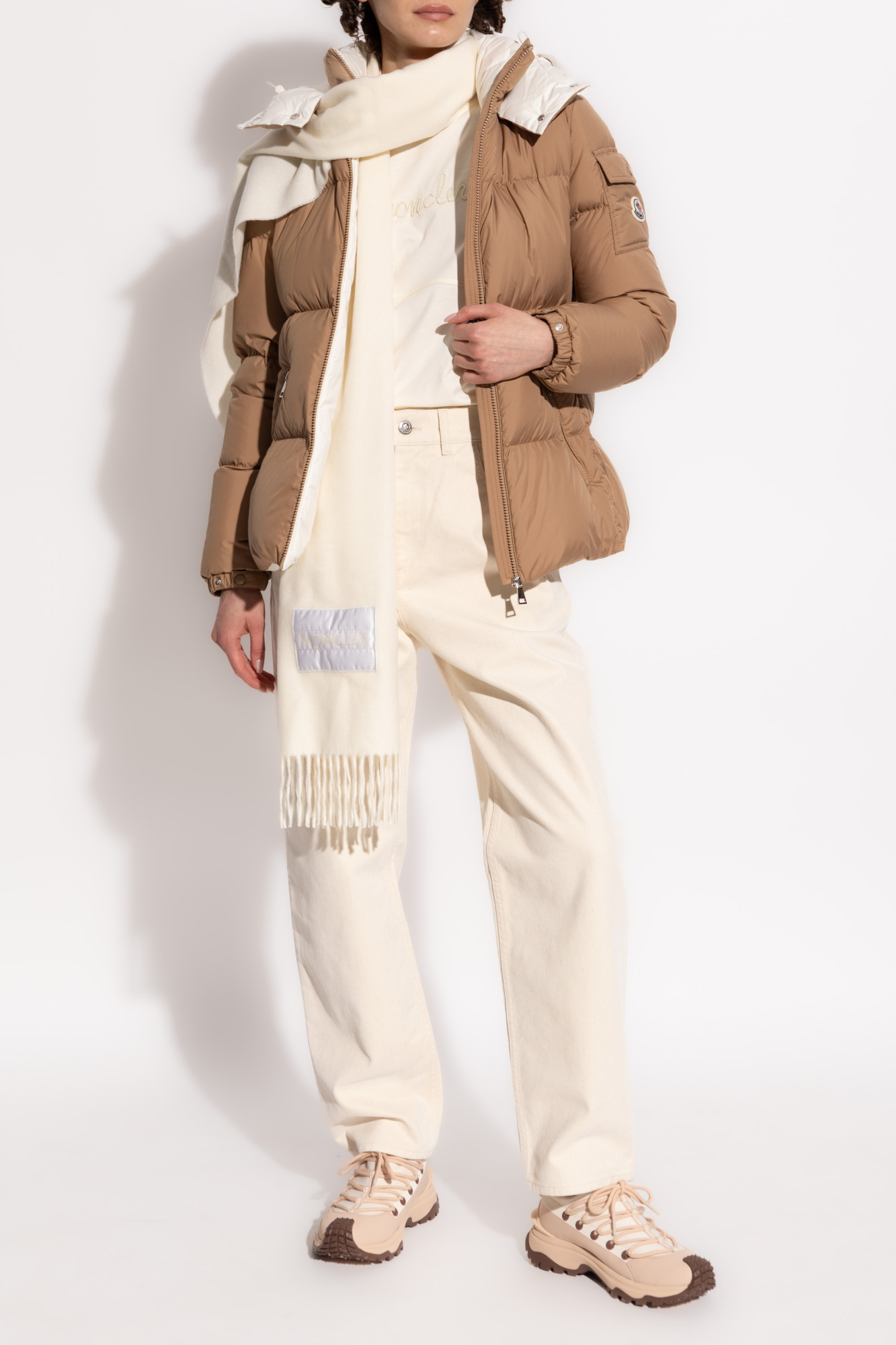Trousers With Tapered Legs, Women's, Cream