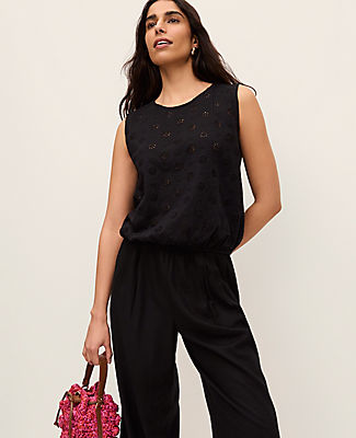 Ann Taylor Eyelet Bubble Hem Top