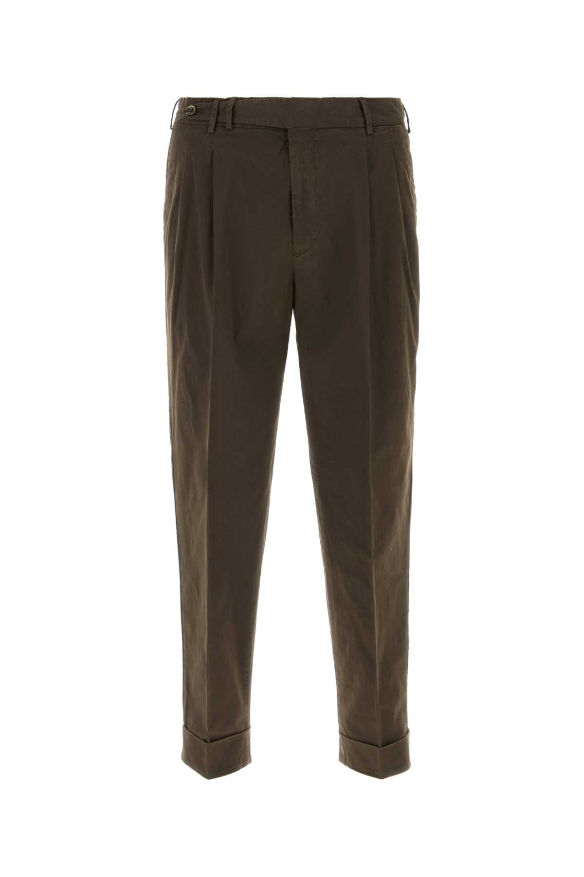 Stretch Cotton Trousers — Brown