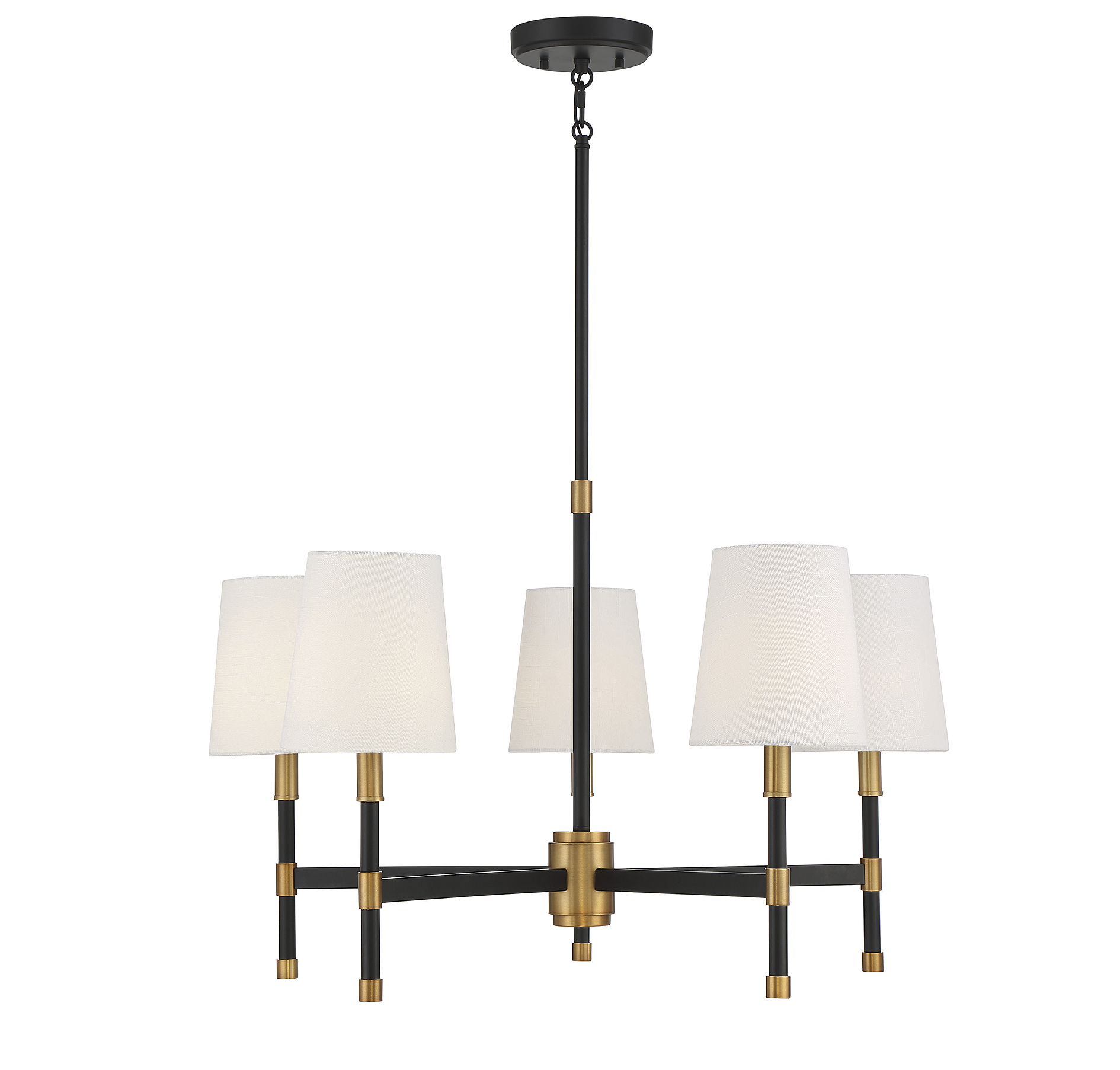 Brody 5-Light Chandelier in Matte Black with Warm Brass Accent