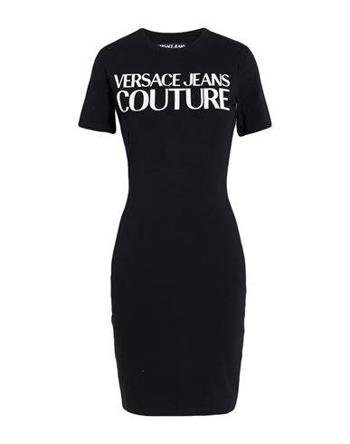 Woman Mini dress Black Size L Cotton, Elastane