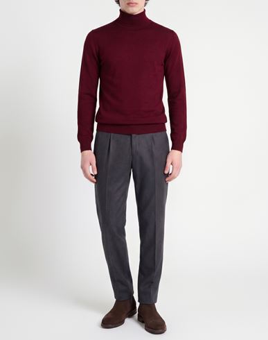 Man Turtleneck Burgundy Size 36 Merino Wool