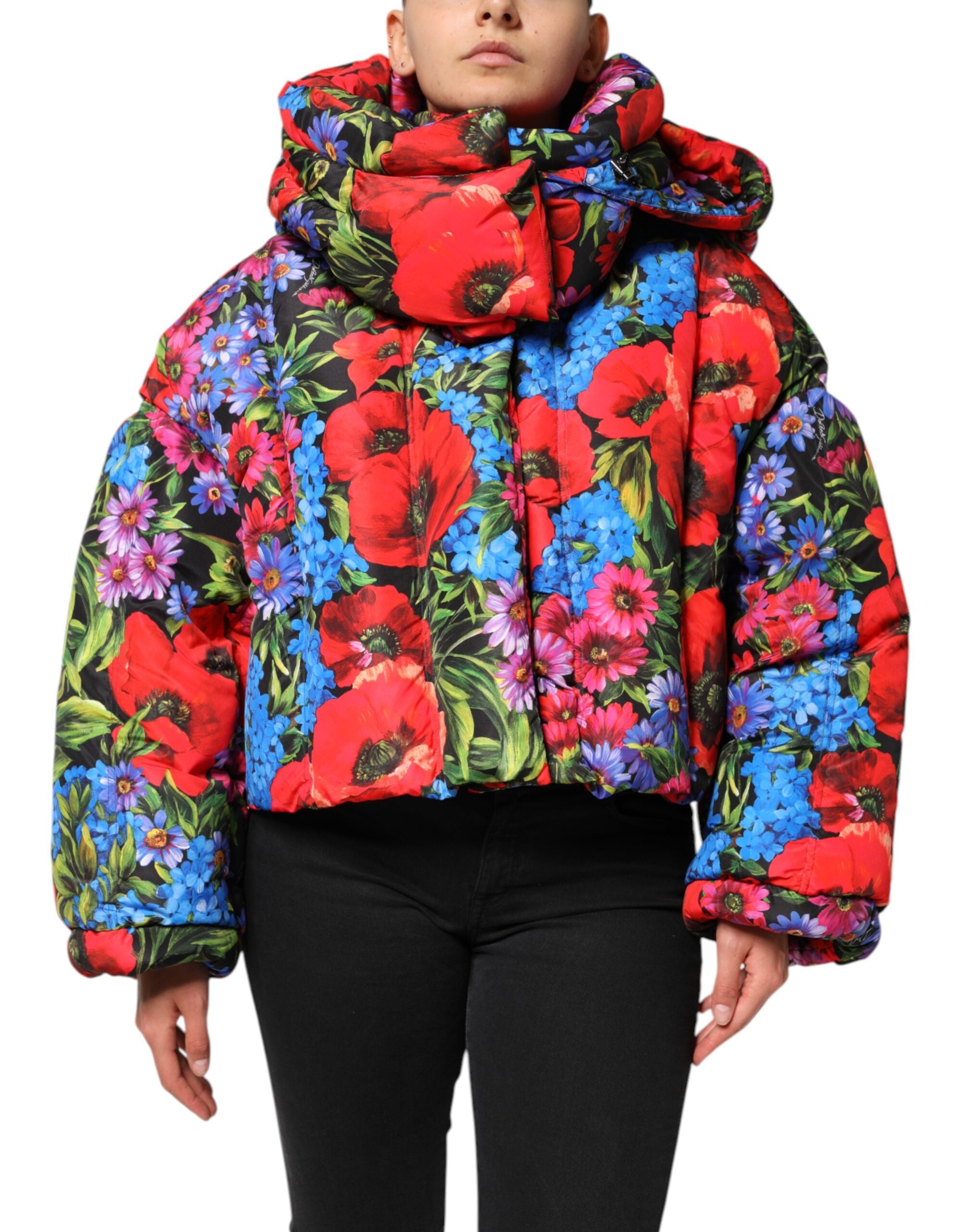 Floral Print Puffer Jacket — Multicolor