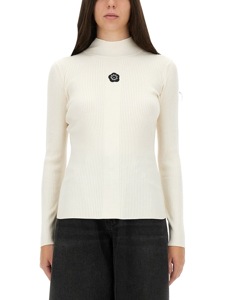 'Boke Flower 2.0' Embroidered Long Sleeve Rib Top