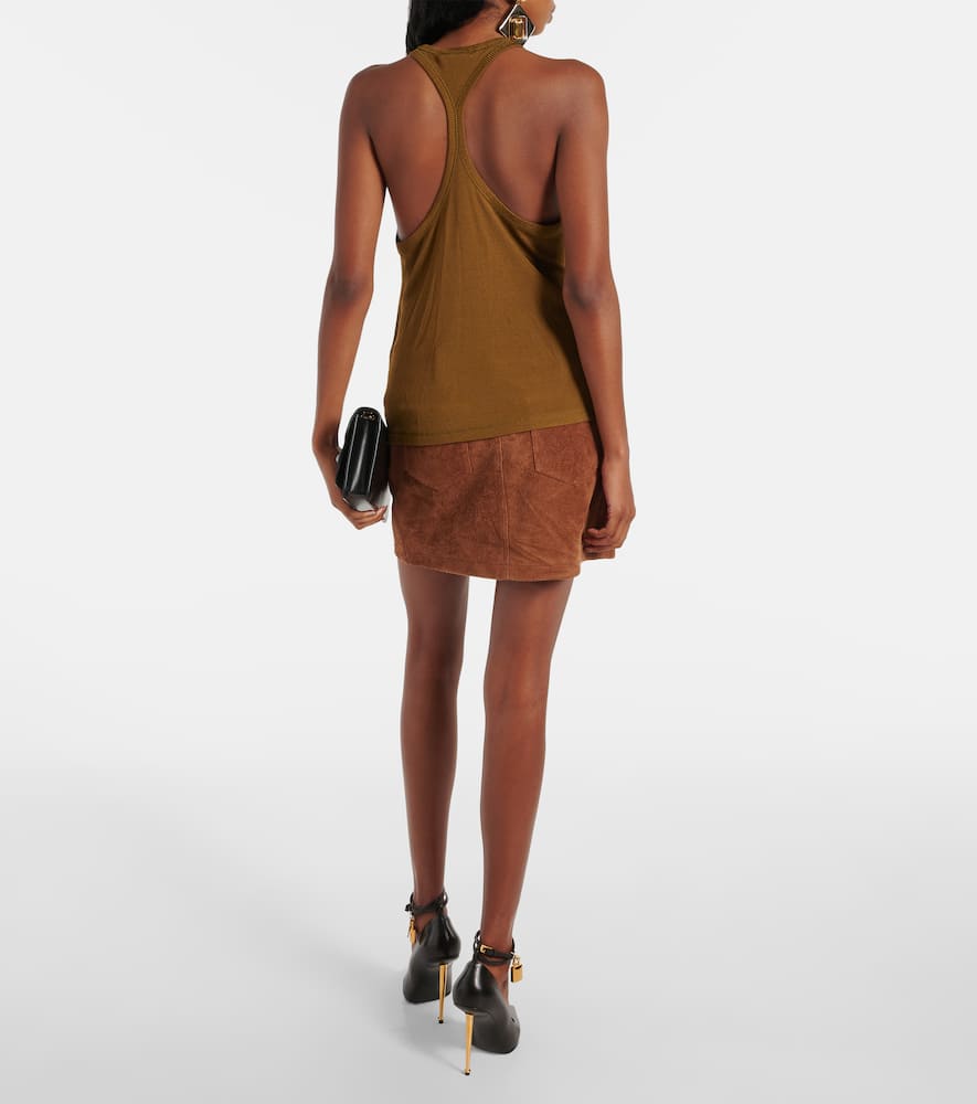 Ribbed-knit crêpe jersey tank top