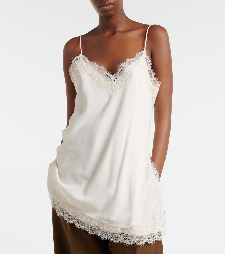 Róhe Lace-trimmed satin slip dress