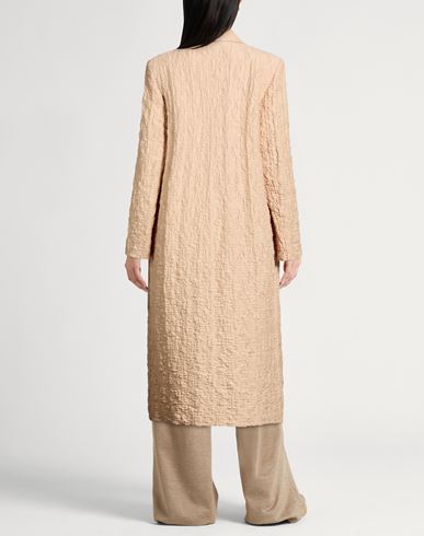 Woman Overcoat & Trench Coat Sand Size 8 Cotton, Polyamide, Elastane