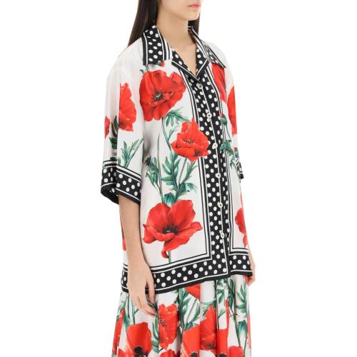 Floral-print silk shirt - White