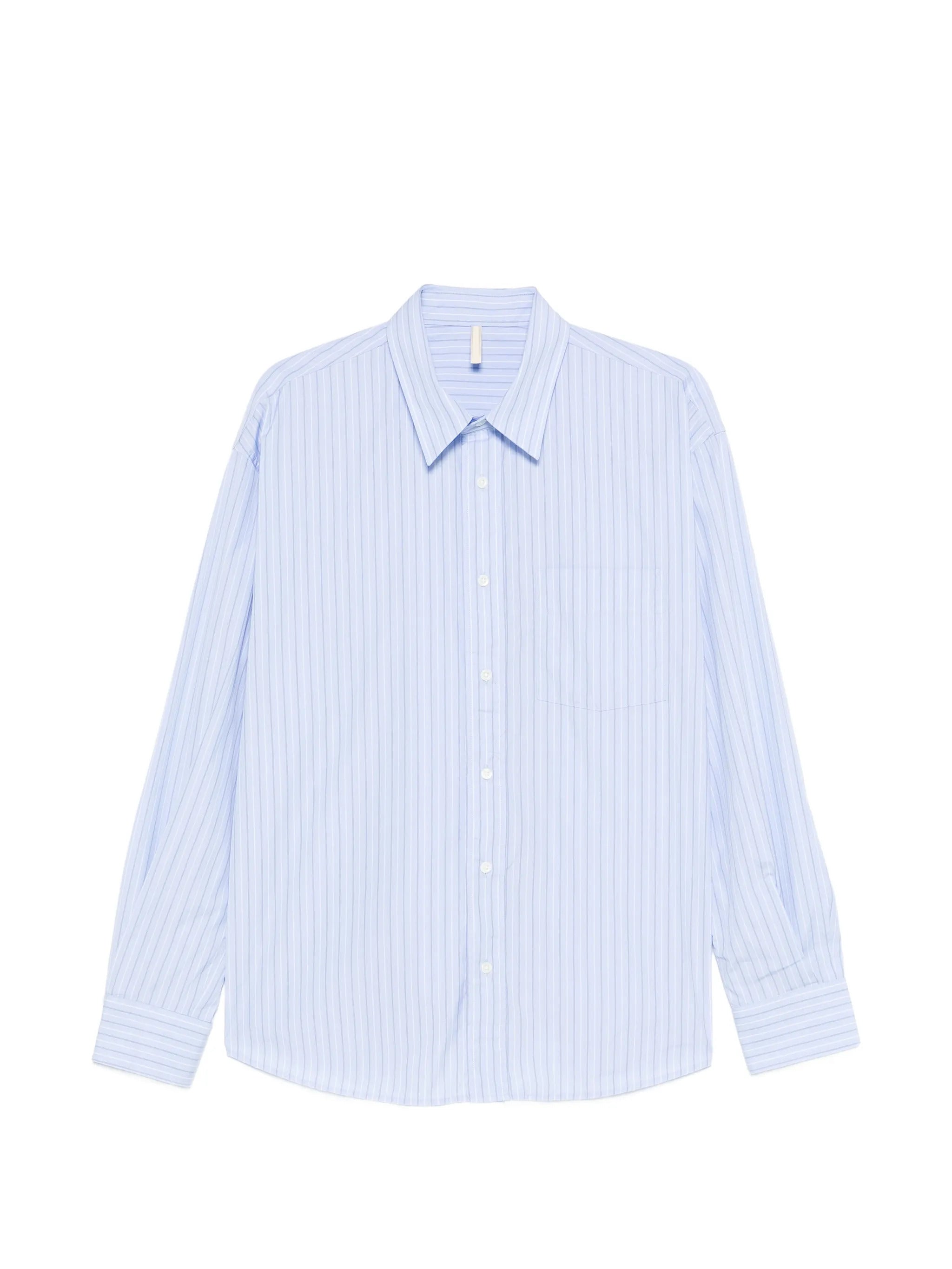 Men's Regular-Fit Poplin Shirt with Wide Placket, Chest Pocket & Mother-of-Pearl Buttons