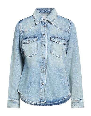Fitted Heritage Shirt Woman Denim shirt Blue Size M Cotton, Recycled cotton