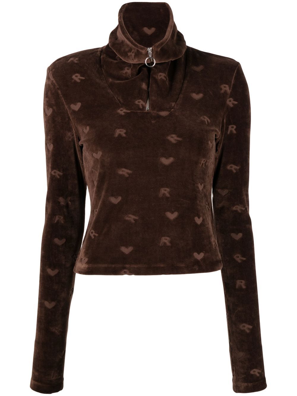 Mona velour long-sleeved top - Brown