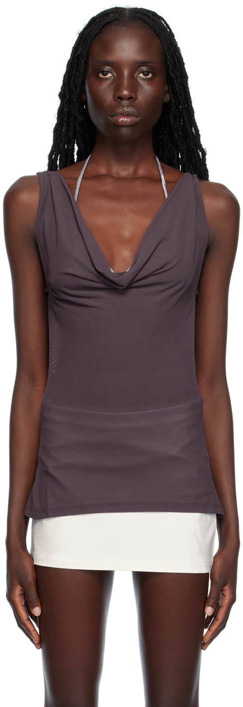 퍼플 벨다 탱크탑