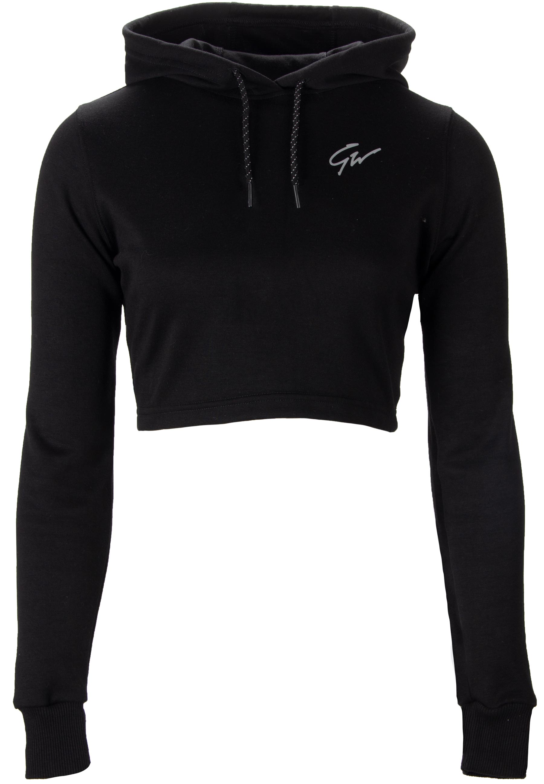 Pixley Crop Top Hoodie - Black