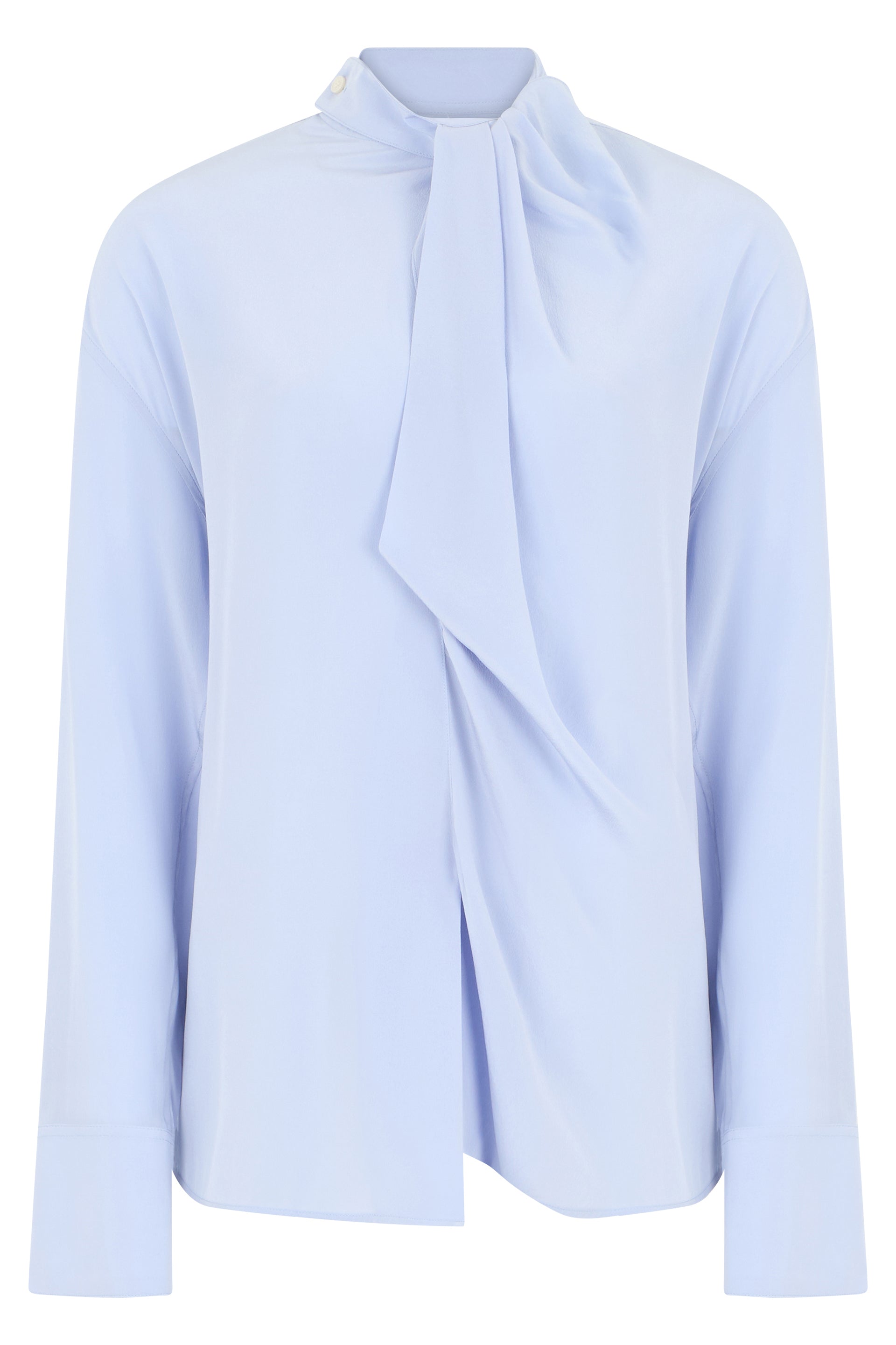 Asymmetrical Silk Blouse with Korean Collar