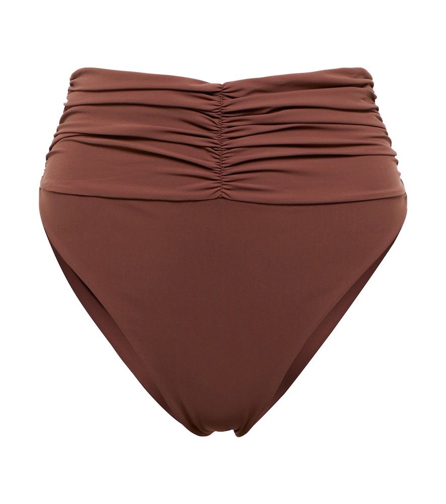 High-rise ruched bikini bottoms