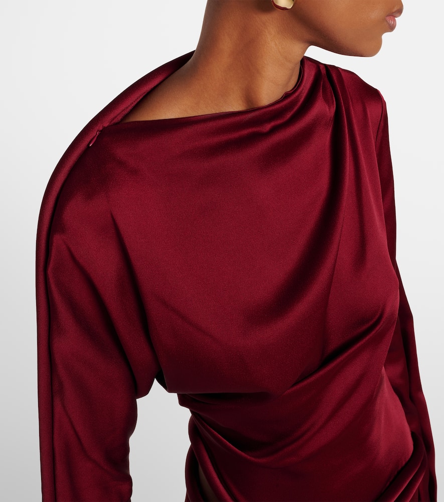 Cutout draped crêpe satin midi dress