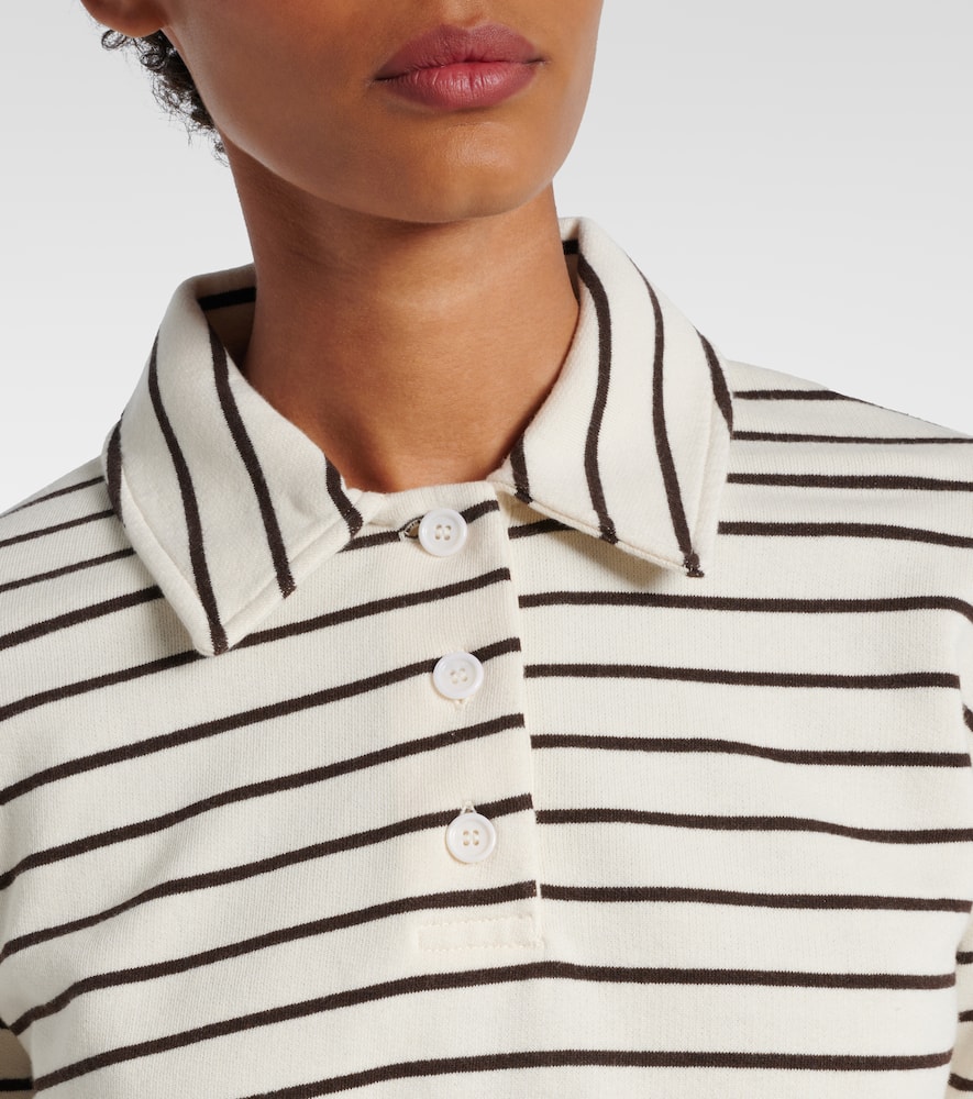 Cropped striped cotton polo sweater