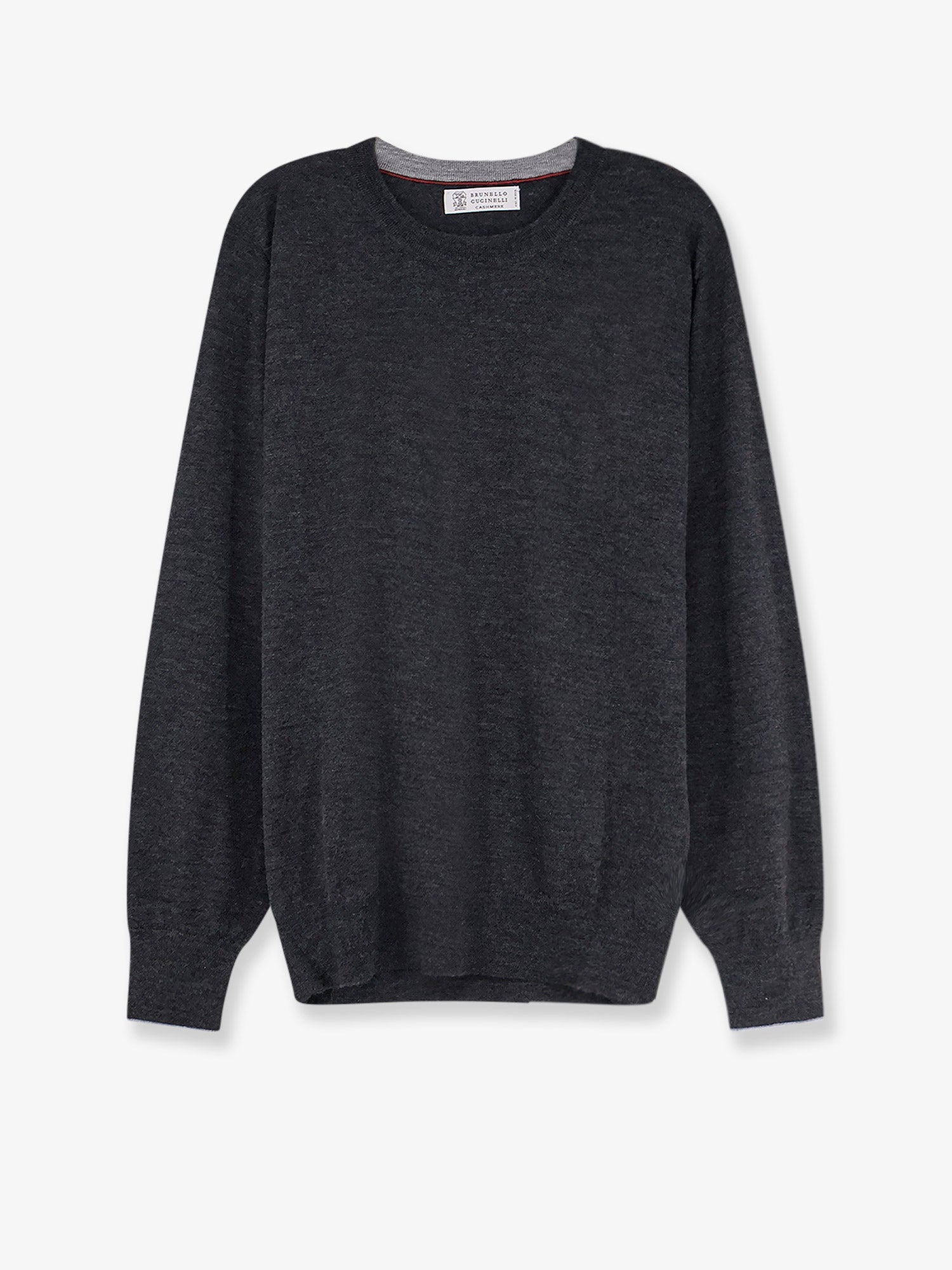 Cashmere-Silk Crew Neck Sweater — Gray