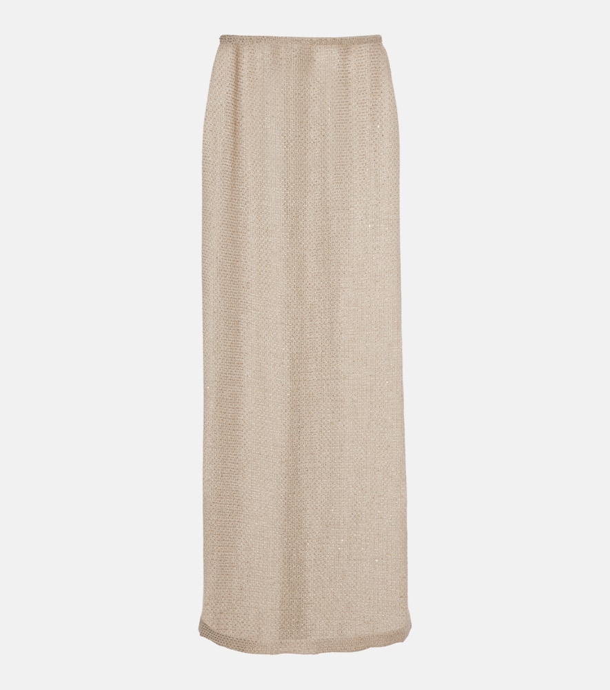 Stella sequined linen-blend maxi skirt