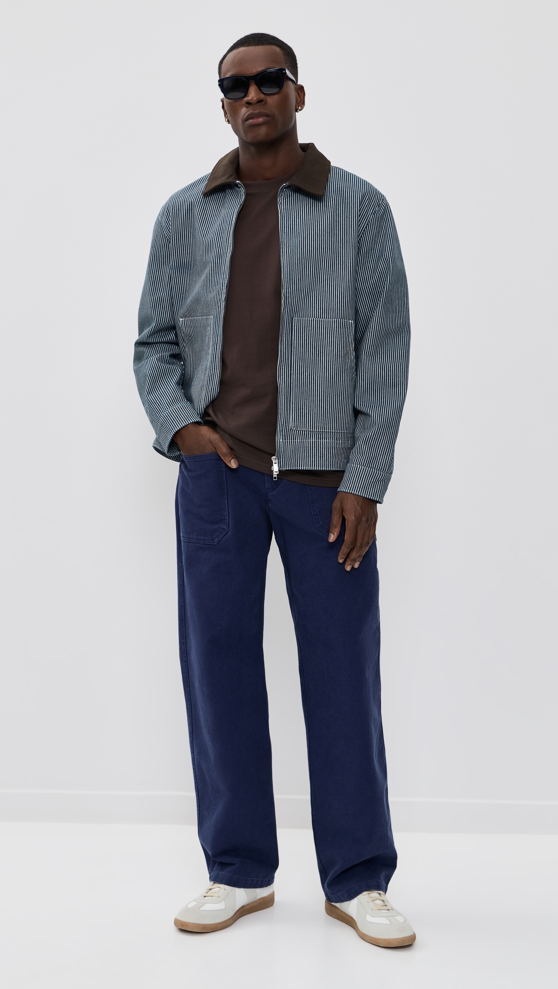Robert Striped Denim Jacket Dark Navy
