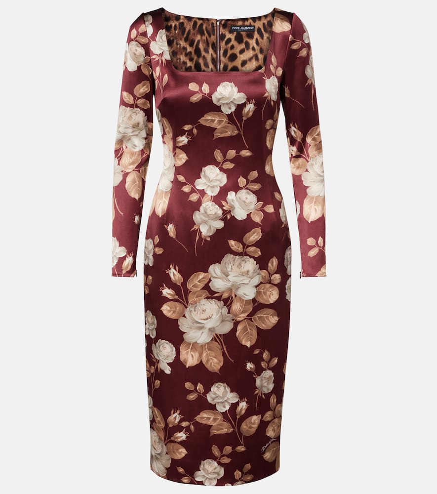 Floral satin midi dress