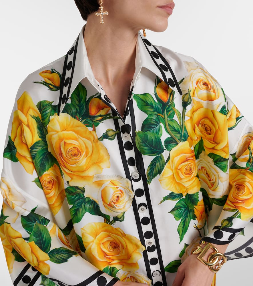 Oversized floral silk shirt