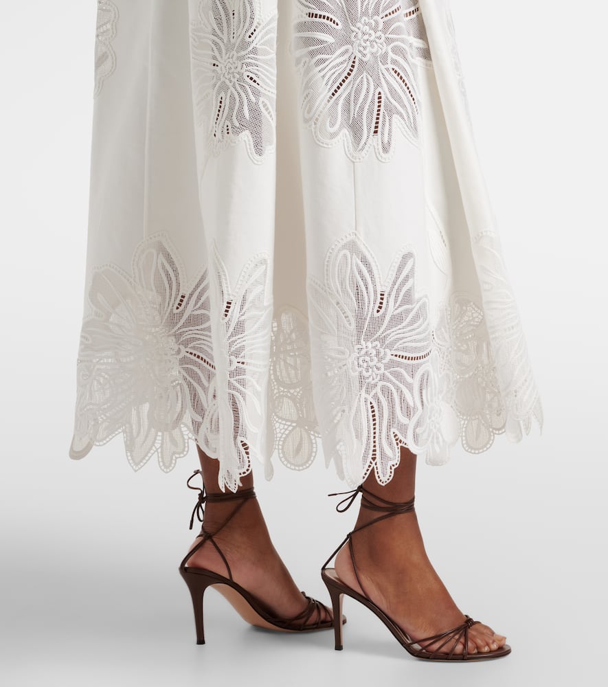 Embroidered halterneck cocktail dress