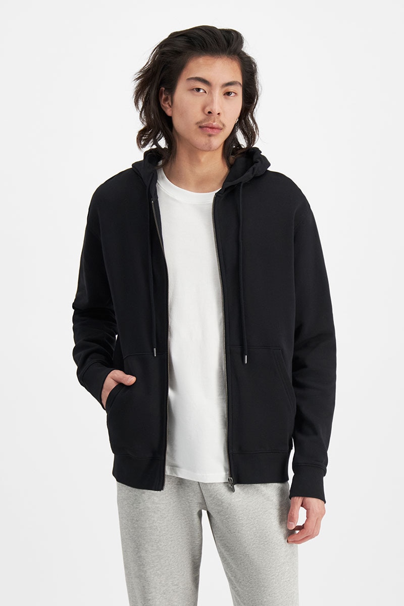 Originals Cotton Zip Hoodie in Nu Black
