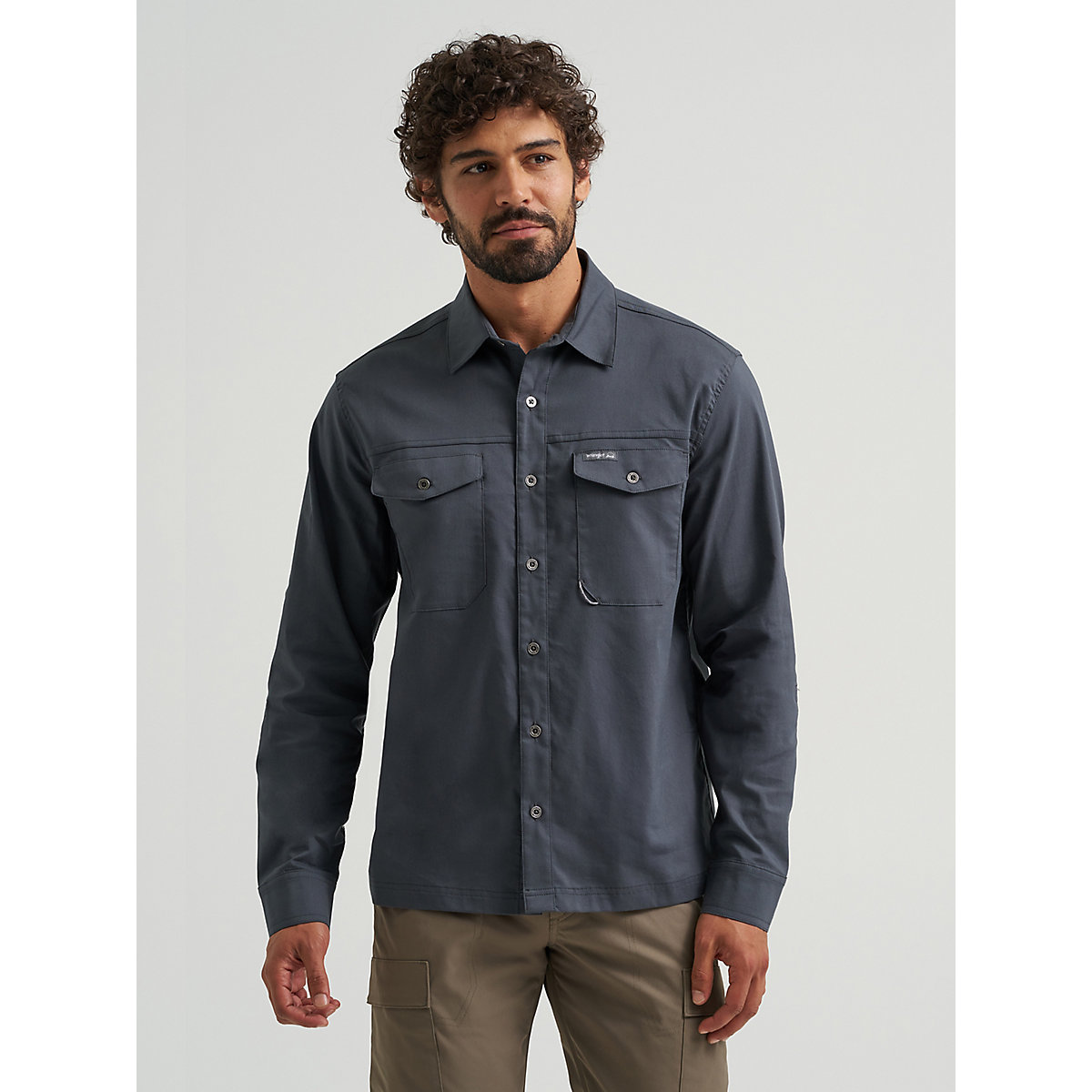 Men's Outdoor Stretch Solid Shirt in Woodland Grey