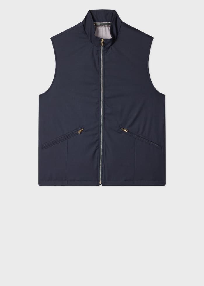 Navy 'Storm System' Wool Gilet Blue