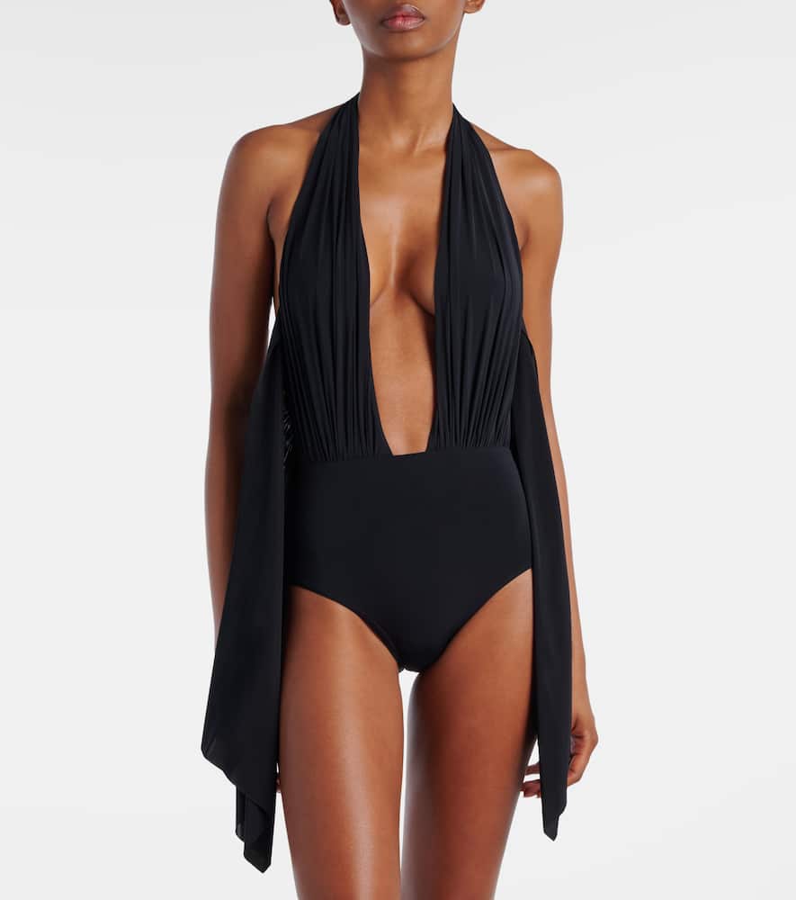 Draped halterneck swimsuit