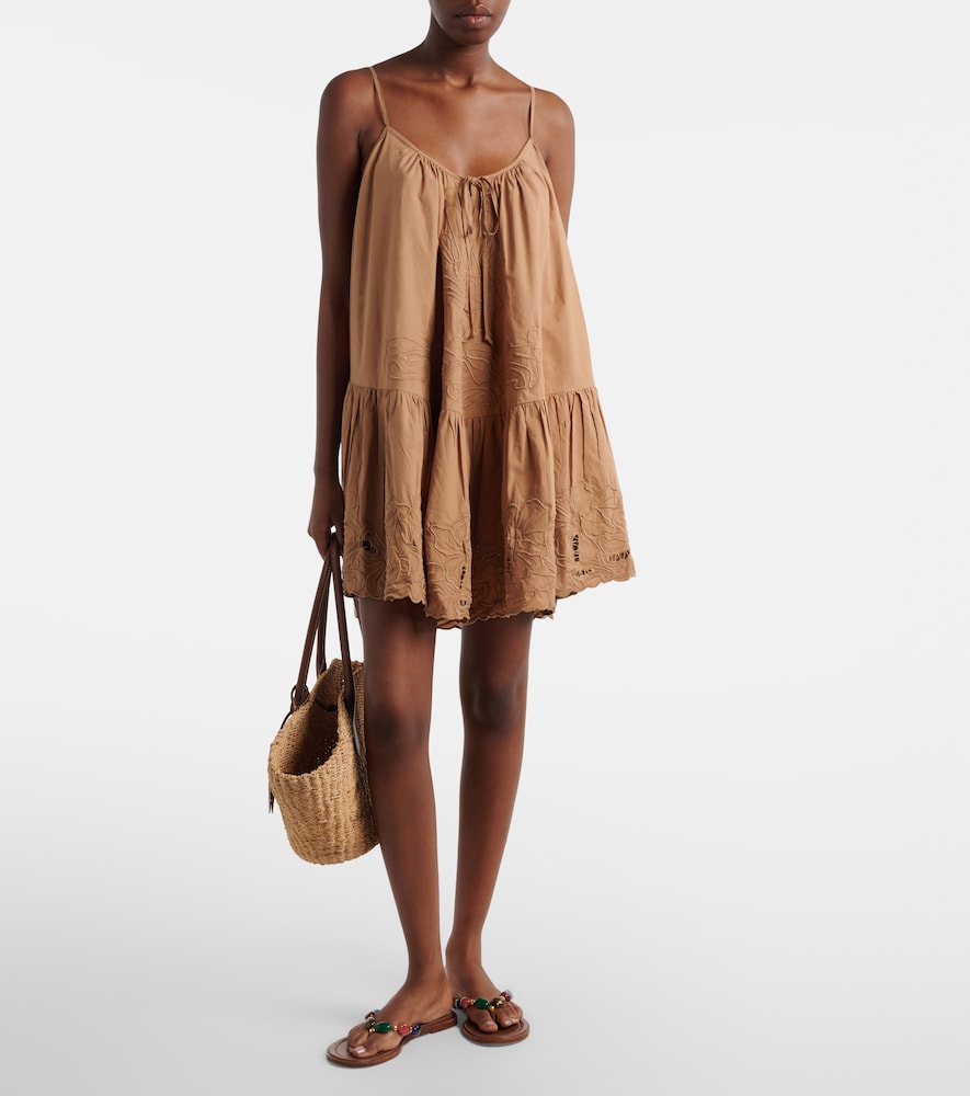 Embroidered cotton minidress