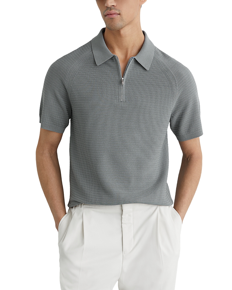 Estate Short Sleeve Half Zip Textured Polo