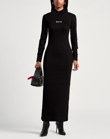 Woman Maxi dress Black Size M Cotton, Elastane