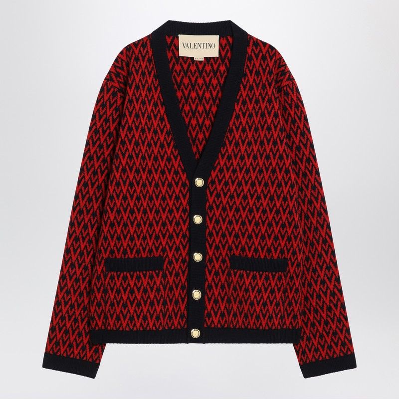 Toute la V Virgin Wool Jacquard Cardigan