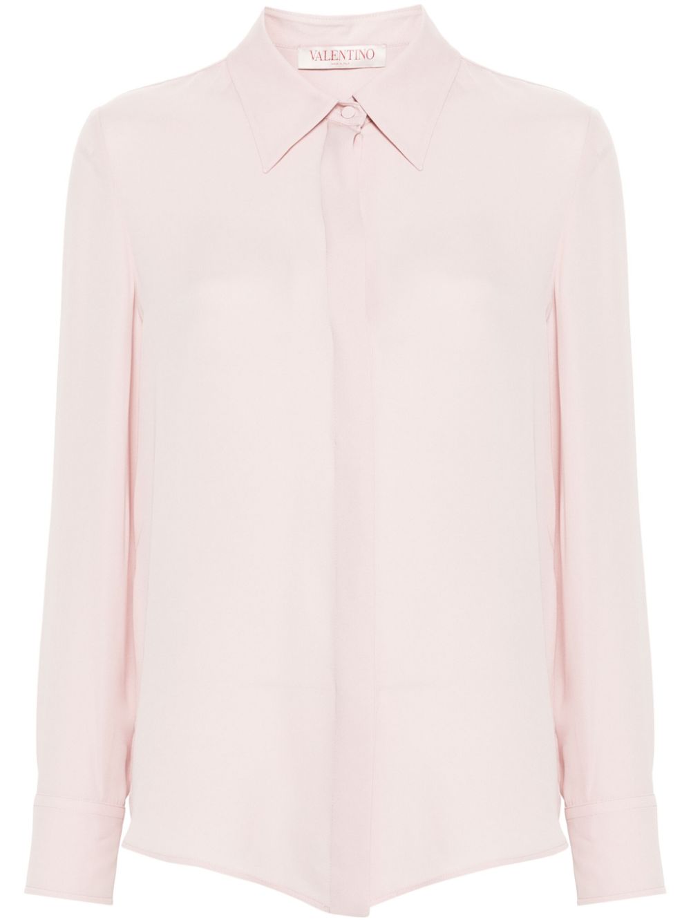 Pointed-collar silk shirt - Pink