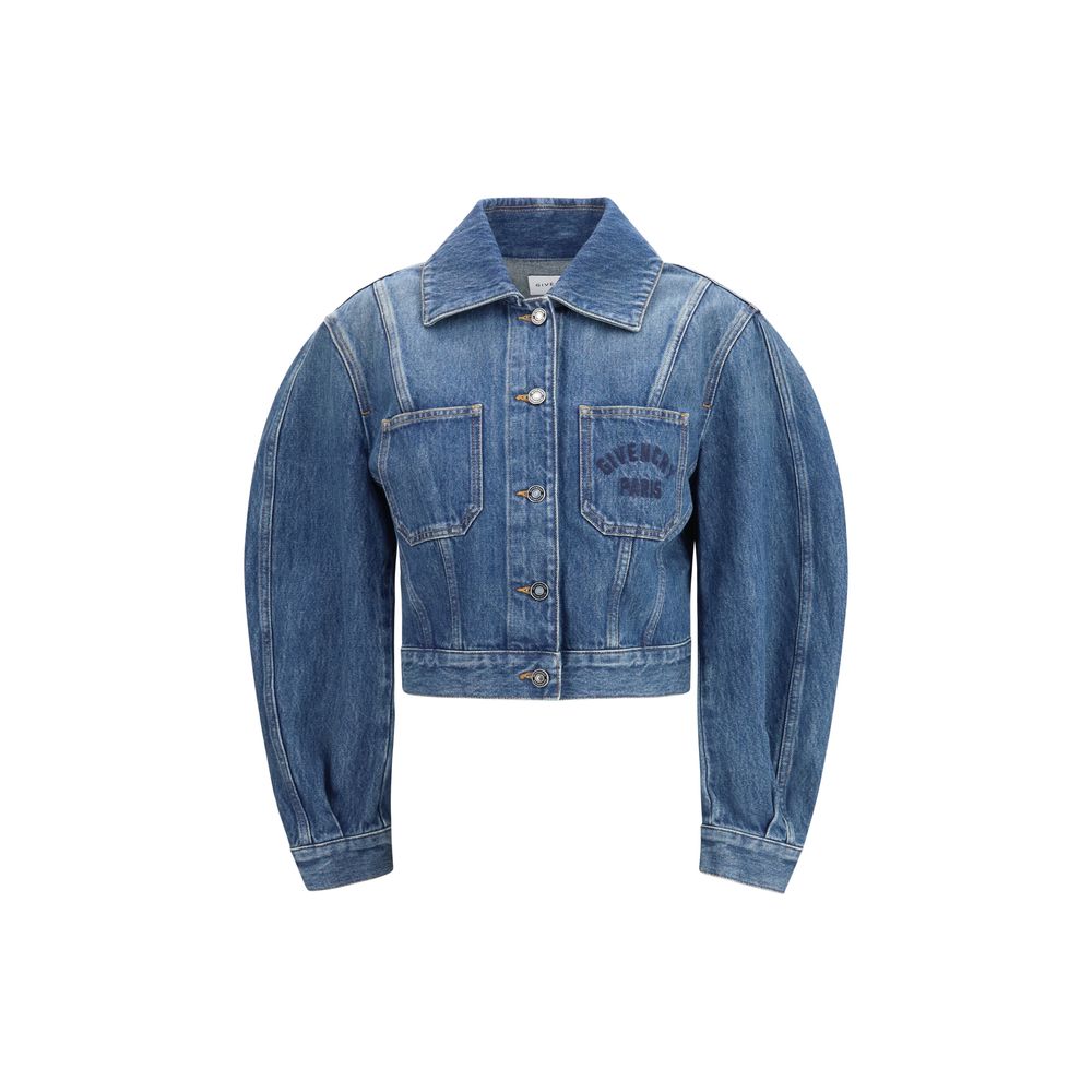 Logo-Embroidered Denim Jacket — Blue