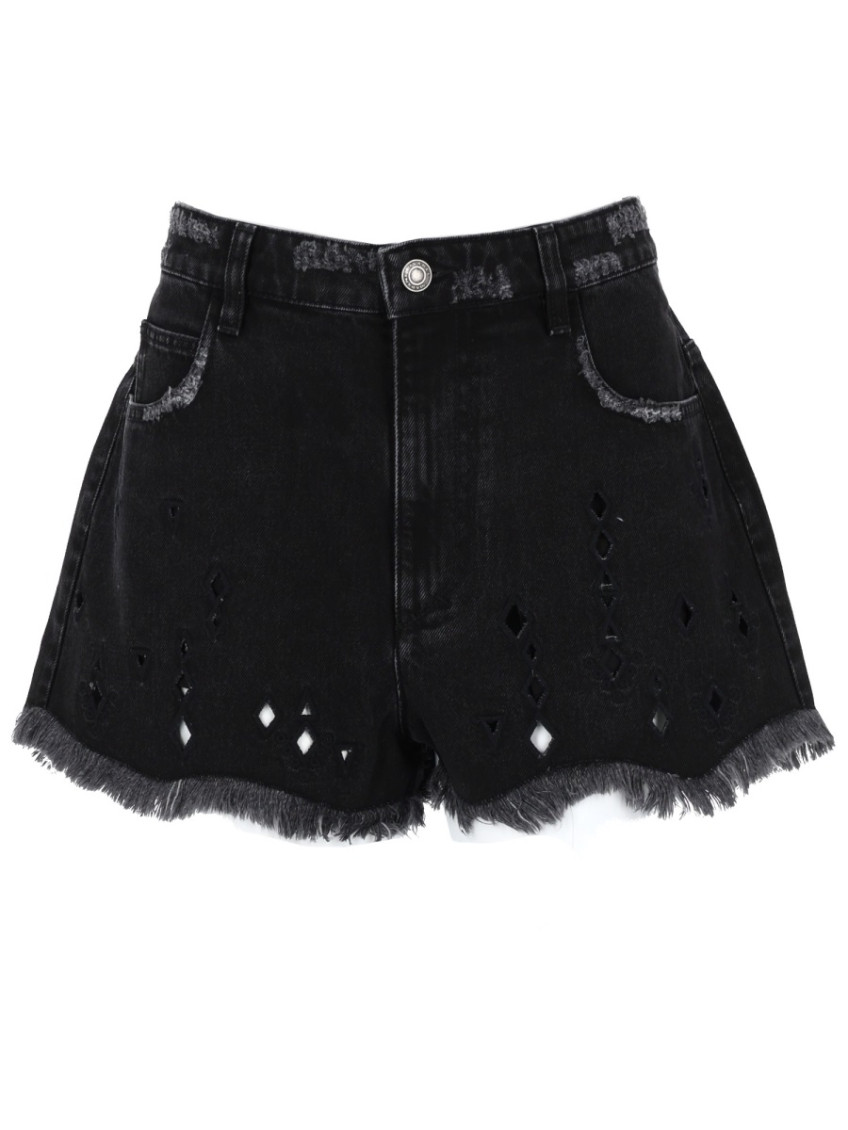 Black Embroidered Shorts