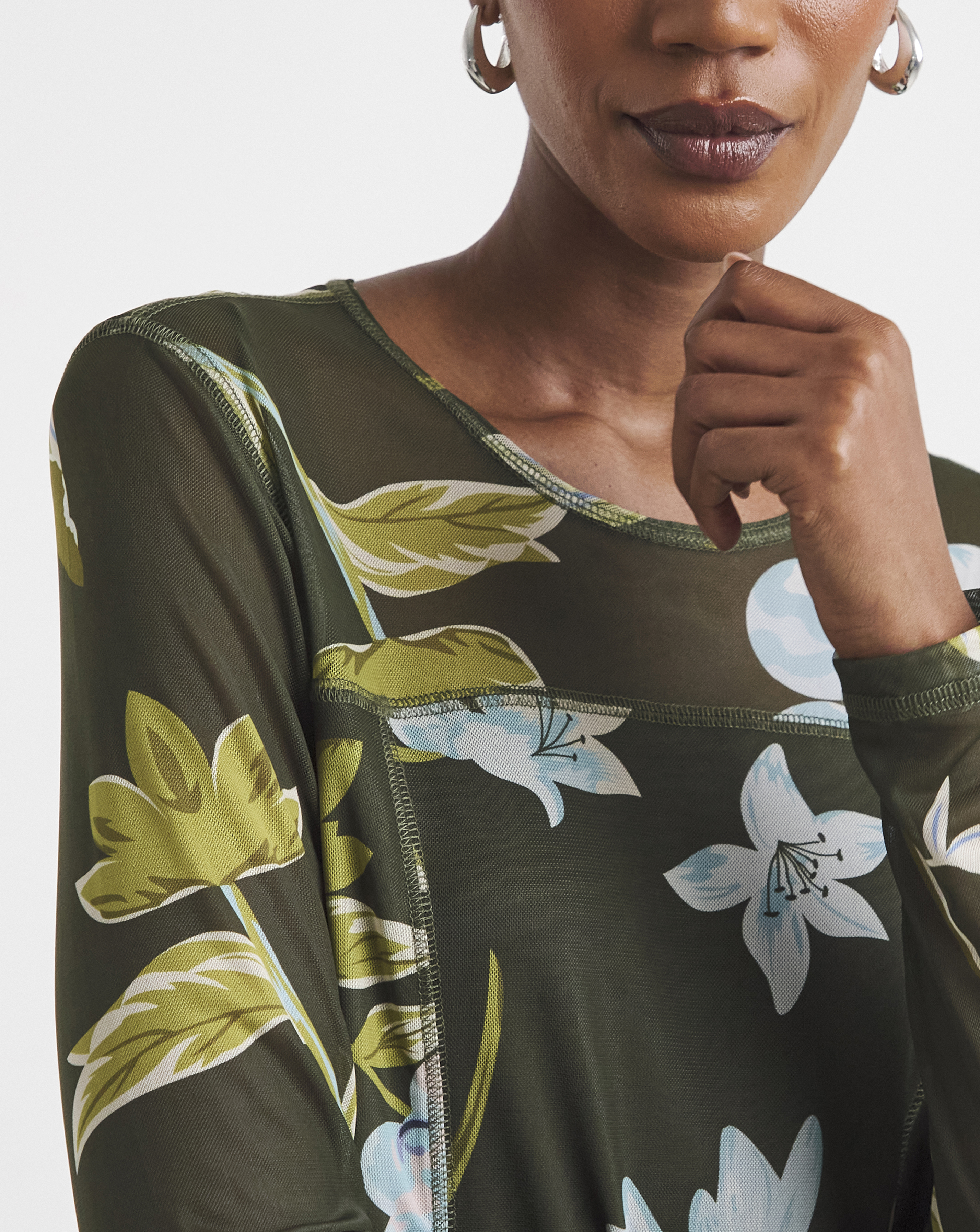 Joe Browns Khaki Long Sleeve Mesh Top