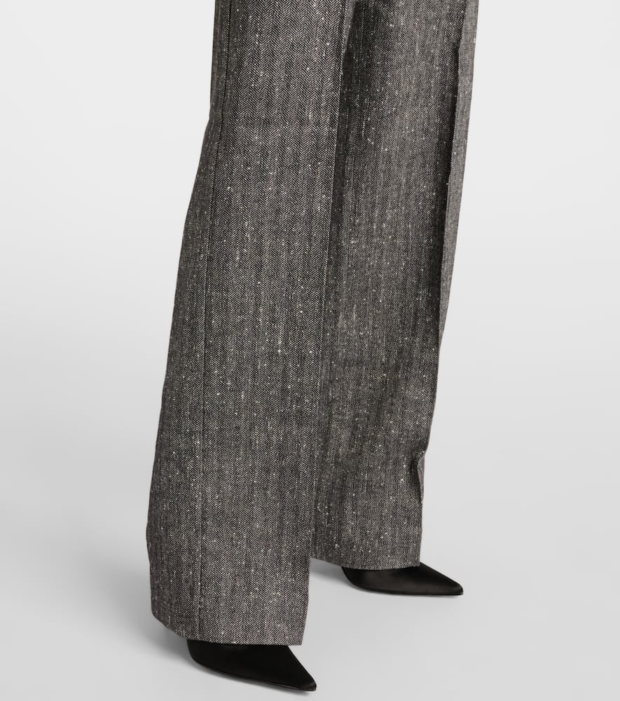 High-rise wool-blend wide-leg pants
