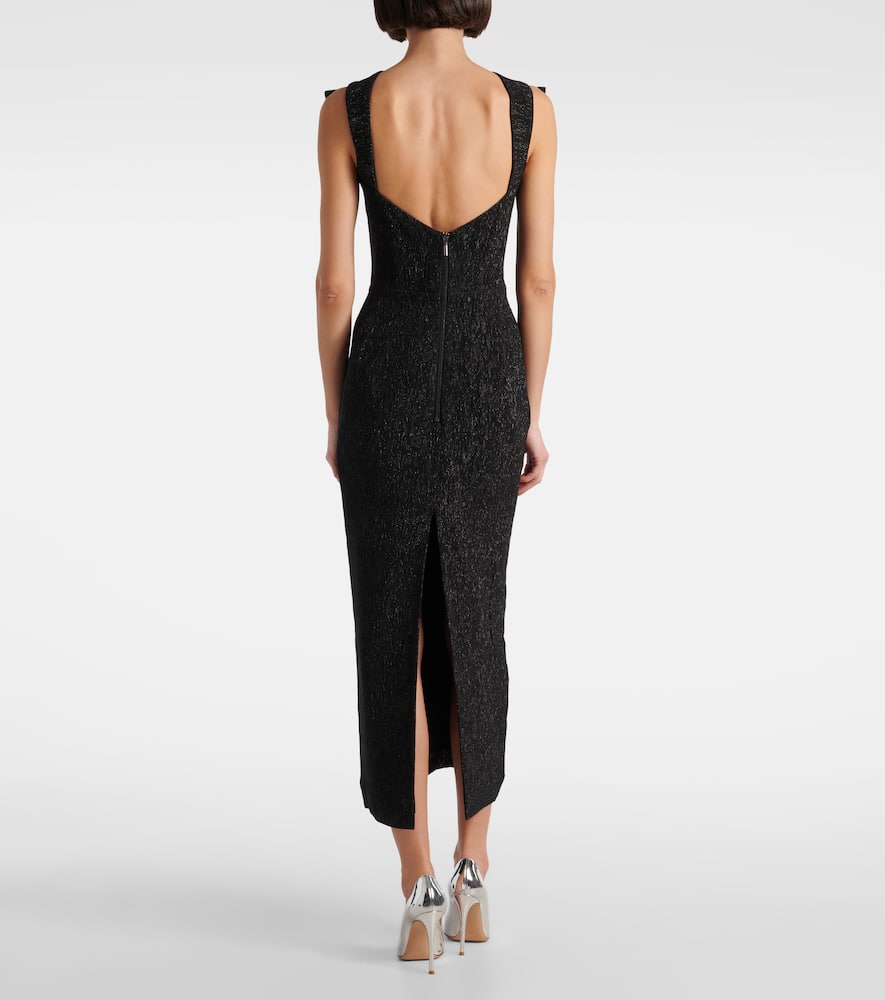 Singular open-back lamé cocktail dress