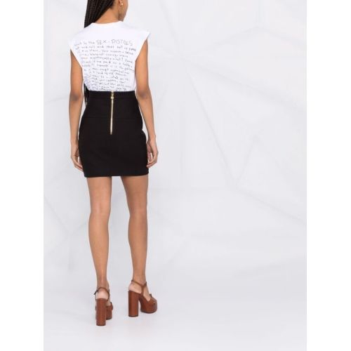 Button-detail high-waisted skirt - Black