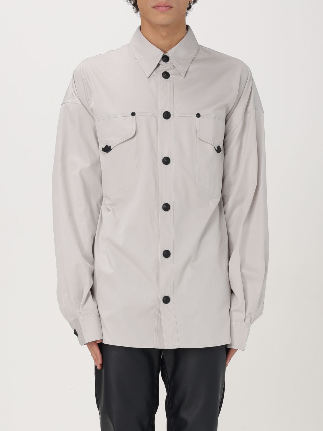 Press-stud cotton shirt - Grey